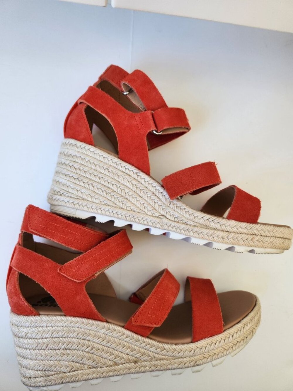Sorel Cameron Red Wedge Espadrille Sandals Strappy Sexy Summer Glam Boho Party - Picture 4 of 9